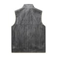 thumbnail image 4 of cocolona Mens Leather Solid Color Vintage Sleeveless Tops Winter Fleece Warm Vest with Pockets, 4 of 8