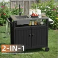 thumbnail image 5 of TORVA All in One Outdoor Grill Cart with Sink,Cabinet and Cover, 42 inch Freestanding Modular Kitchen Sink Station in 304 Stainless Steel&HDPE, All Weather Use BBQ Table, Black, 5 of 7