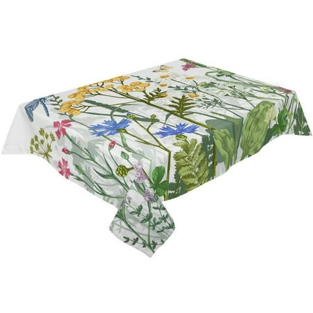 

ASWMXR Farm Wildflower Plant Flower Waterproof Tablecloth Rectangular Table Cloth Dining Coffee Table Cover Kitchen Decor
