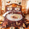 thumbnail image 2 of Manfei Colorful Fall Leaf Pattern Quilt Full,Thanksgiving Turkey Print Full Bedspread Sets,3pcs,1 Coverlet and 2 Pillowcases, 2 of 7
