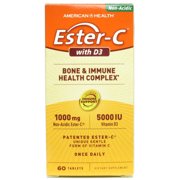 Ester-C With D3 Bone & Immune Health Complex Vegetarian Tablets- 60 Count, 60 Servings