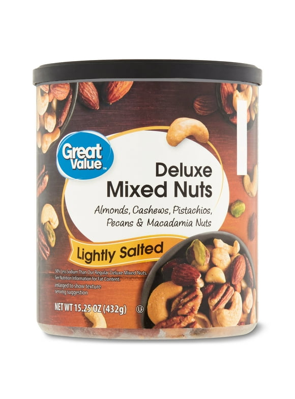Great Value Lightly Salted, Deluxe Mixed Nuts, 15.25 oz