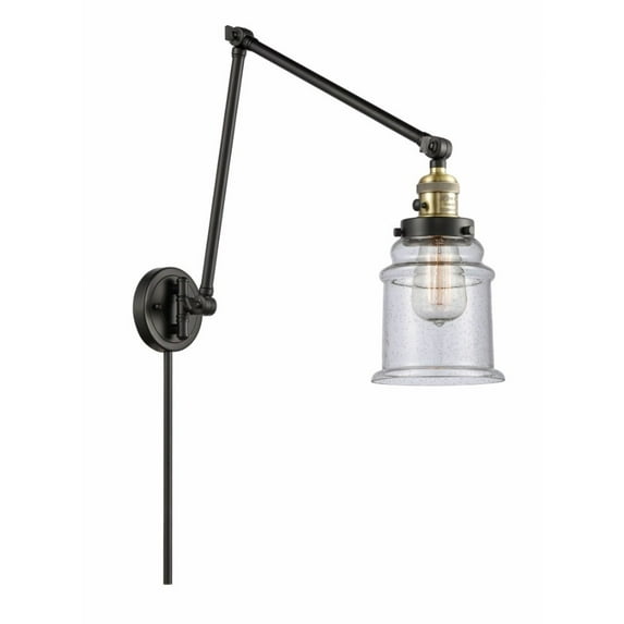 Innovations 238-BAB-G184 Canton 1 Light Swing Arm part of the Franklin Restoration Collection, Black Antique Brass