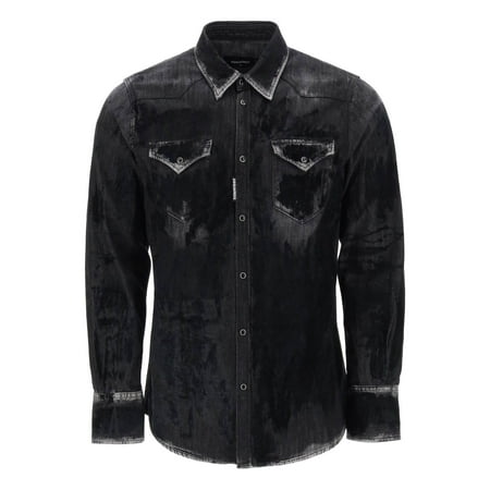 

Dsquared2 Flocked Denim Western Shirt Men