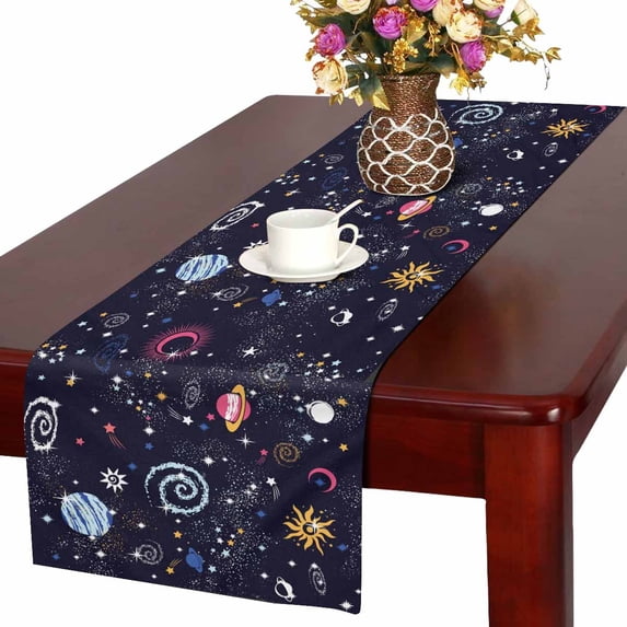 MKHERT Galaxy Nebula Universe Table Runner, Starry Night Table Cloth Runner for Wedding Party Banquet Decoration 14x72 inch