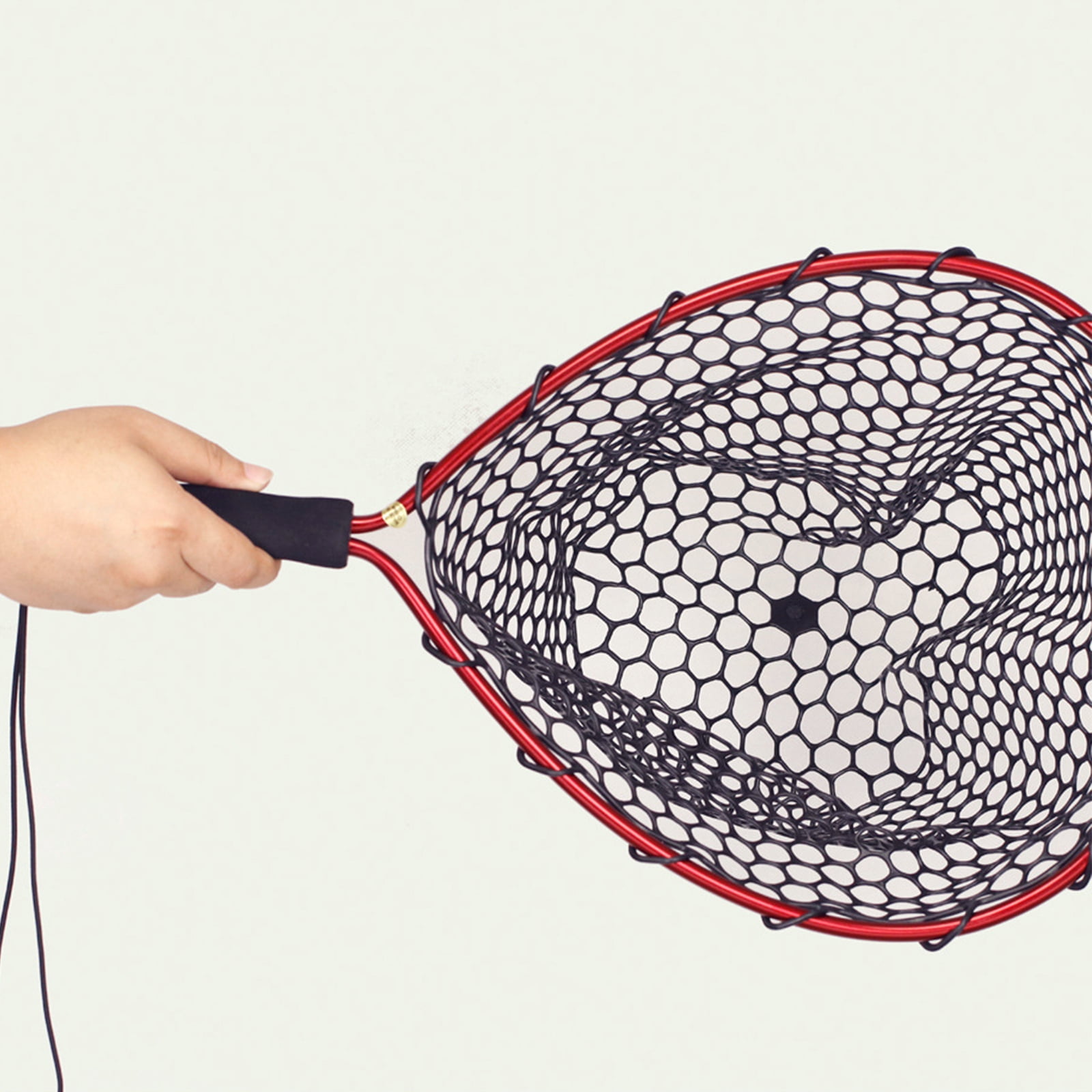 Fishing Net, Fly Fishing Landing Net Soft EVA Grip Aluminum Alloy Frame and Comfortable EVA Handle with Sturdy Carabiner