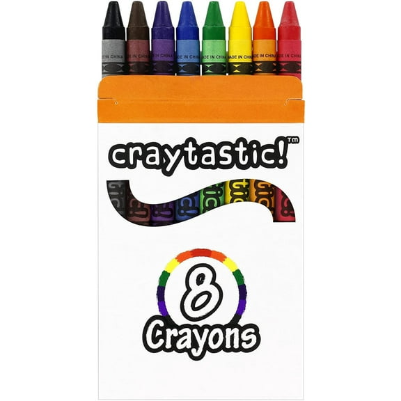 Craytastic! Bulk Crayons, 30 Individual Boxes of 8 colors/count Class Pack - Full Size, Premium (Red, Yellow, Green, Blue, Purple, Brown, Black) SAFETY TESTED COMPLIANT WITH ASTM D-4236