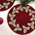 thumbnail image 3 of Set of 6, Christmas Special beaded placemat, 14 inch, gifts, holly berry design, red white gold, 3 of 4