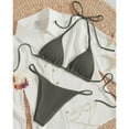 thumbnail image 4 of Women's Triangle String Bikini Set Tie Side Two Piece Swimsuit Cute Halter Bathing Suit Grey L, 4 of 4