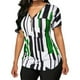 thumbnail image 2 of Sonducket Camiseta de mujer con cuello en V y rayas en la parte de manga corta con cremallera blusa delgada Prendas para la parte del cuerpo Verde 4XL, 2 of 4