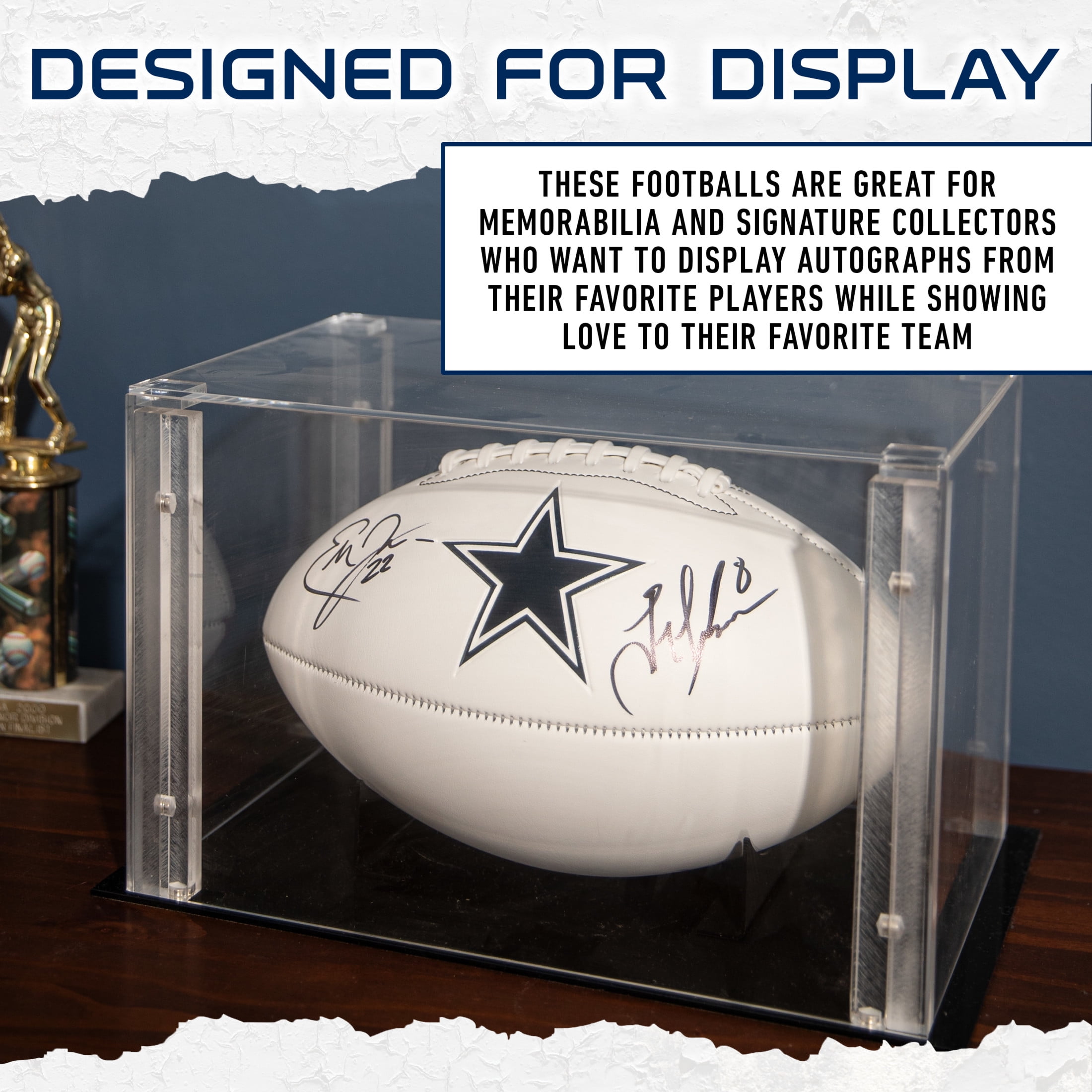 Franklin Sports NFL Dallas Cowboys Autograph Football - Official Size White Panel Souvenir Football for Autographs + Signatures - NFL Team Fan Shop Memorabilia Football for Display