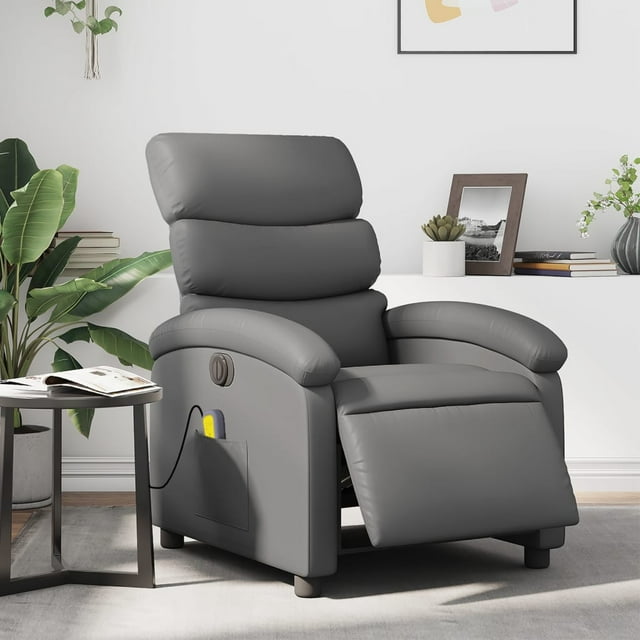 vidaXL Fauteuil Inclinable de Massage Électrique Gris en Similicuir