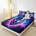 thumbnail image 4 of Manfei Woodland Animal Wolf Twin Sheet Sets,Purple Cyan Aurora Twin Fitted Sheet,Galaxy Starry Sky Flat Sheet For Kids,Ultra Soft Home Decor,3-Piece, 4 of 7
