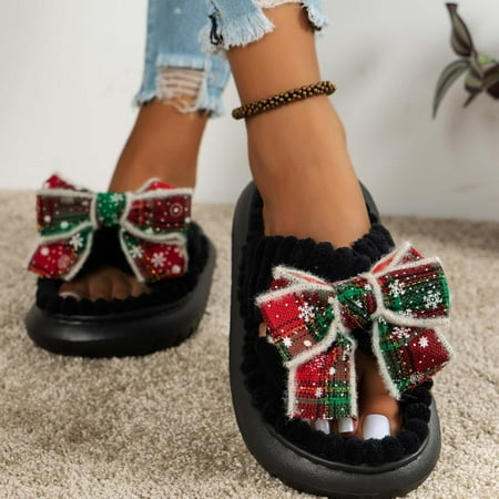 

WQJNWEQ Clearance Men s and Women s Couple Shoes Flat Plush Non-slip Home Shoes Linen Comfortable Platform Slippers on Sale