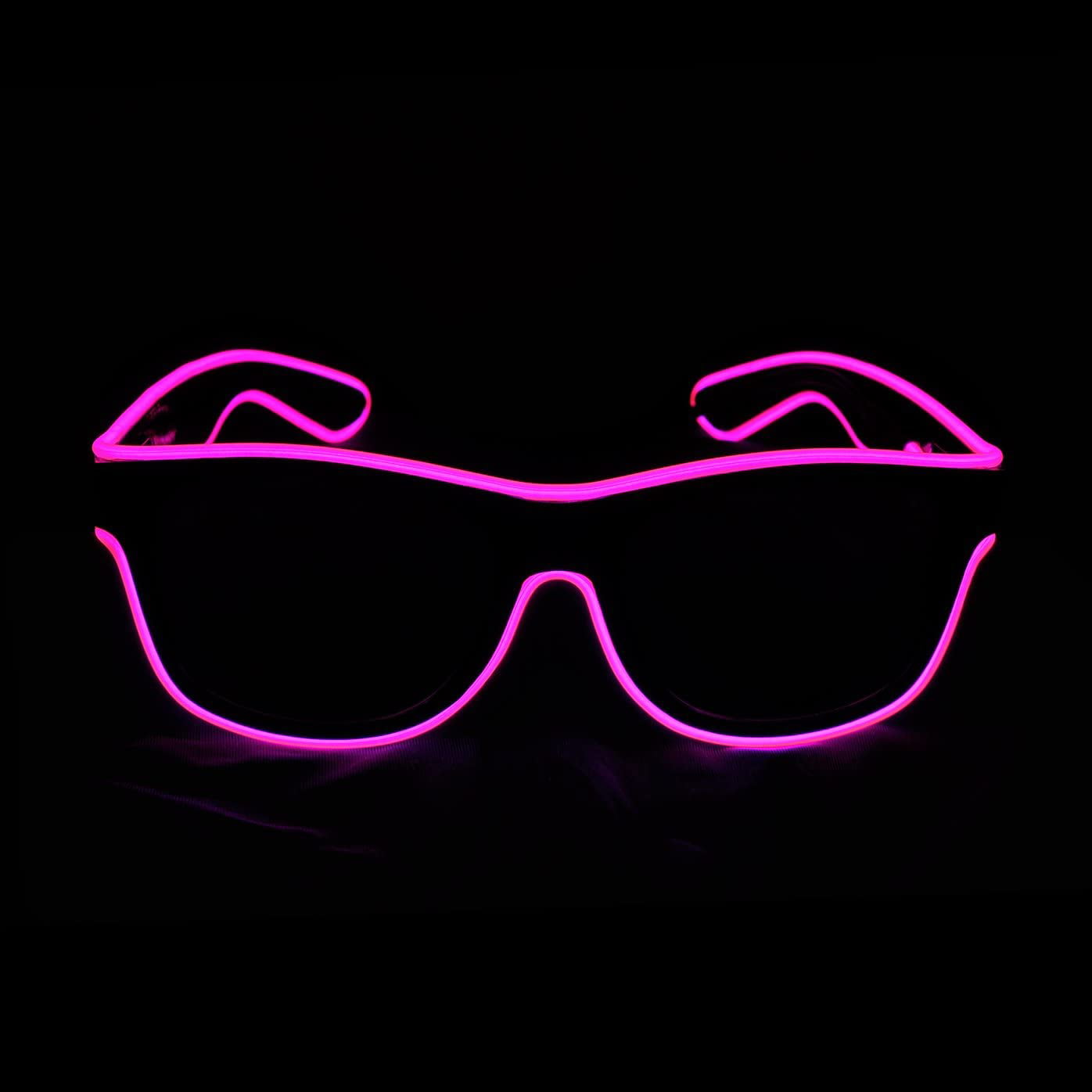 EDM KingCorey Ilumina El Wire Neon Rave Glasses Glow Flashing Gafas de Sol LED Disfraces para Fiesta Halloween Verde 