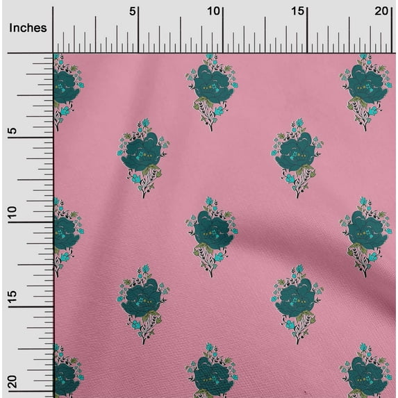oneOone Organic Cotton Poplin Twill Fabric Leaves & Floral Block Fabric Prints By Yard 42 Inch Wide