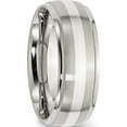 thumbnail image 4 of Stainless Steel Sterling Silver Inlay Brushed/Polished 8mm Ridged Edge Band (Size 8.5) Made In China sr120-8.5, 4 of 5