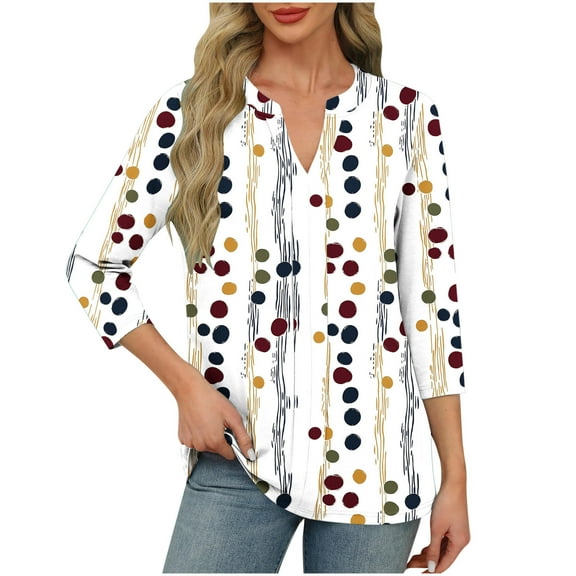 SHE IS Womens 3/4 Sleeve Tops, Plus Size Shirts for Women 3x Office Tops for Women Work Blouses for Women Dressy Casual Plus Size Trendy Shirts for Women over 60