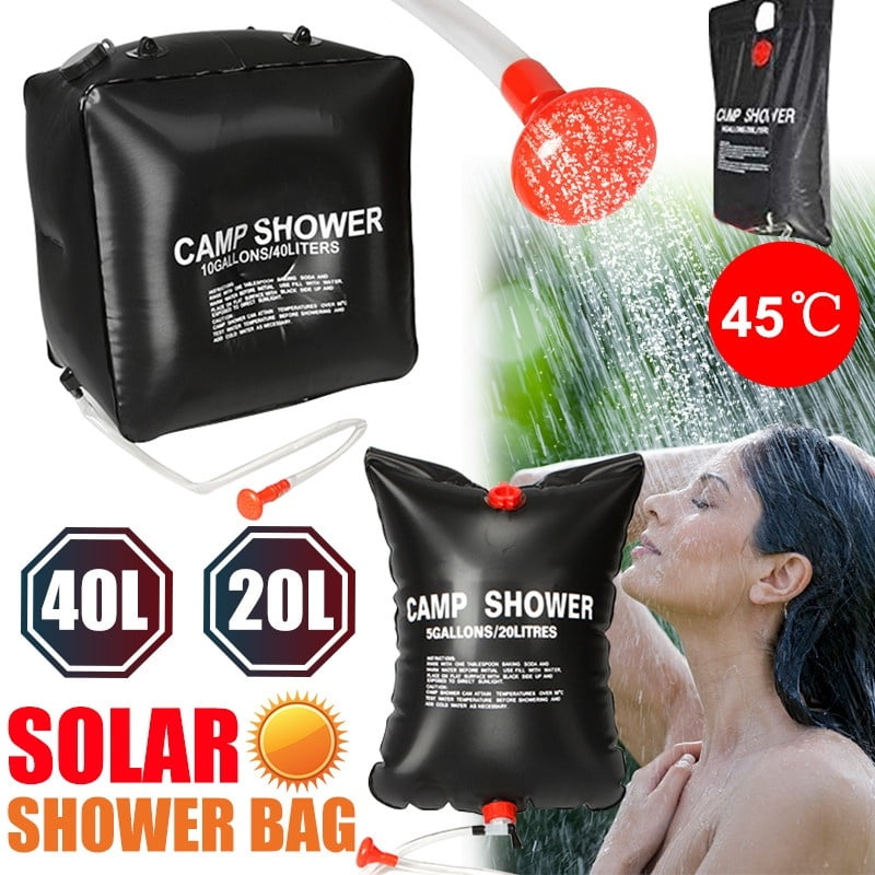 Heerda Portable Outdoor Solar Shower Bag Camp Shower Bag 5 Gallons/20L with Removable Hose and On-Off Switchable Shower Head for Camping Beach Swimming Outdoor Traveling 