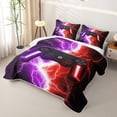 thumbnail image 3 of meiyoeat Neon Lightning Gaming Twin Quilt Set for Boys Girls, Electric Gamer Twin Coverlet Set, Purple Red, 2-Piece 1 Bedspread and 1 Pillowcase, 3 of 7