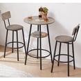 thumbnail image 4 of Bar Table and Chairs Set,Round Bar Table with 2 Bar Stools, Small 2-Tier Round Bistro Pub Dining Table, PU Upholstered Stools, 23.62'' W x 23.62'' D x 35.43'' H,Grey, 4 of 6