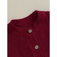 thumbnail image 6 of Wassery Baby Girls Knitted Cardigan Sweater 3M 6M 12M 18M Toddler Girls Long Sleeve Button Closure Knitted Tops Casual Warm Autumn Winter Clothes for Infant Girls, 6 of 8