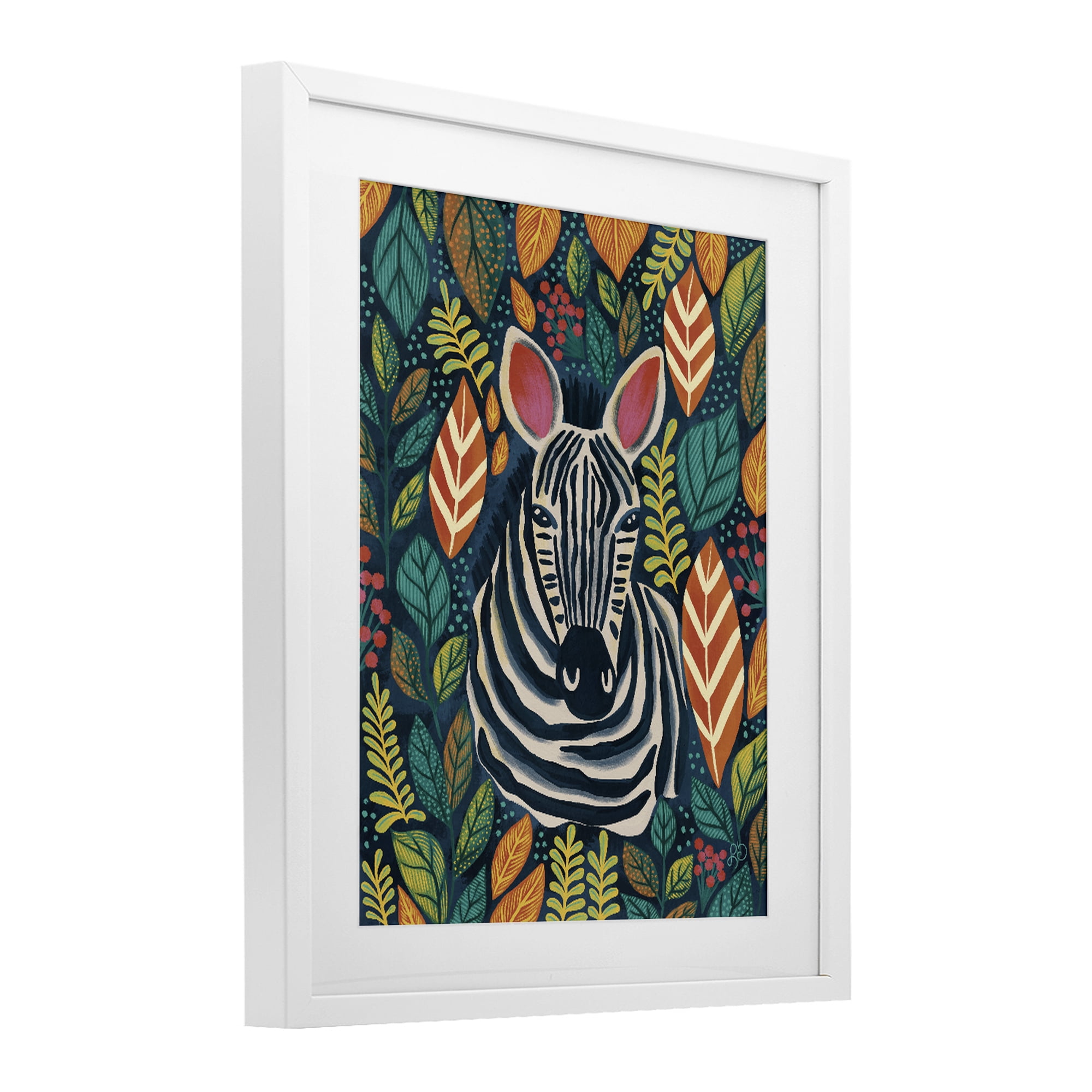 Stupell Industries Exotic Leaf Pattern Zebra White Framed Print Under Glass, design by Lisa R Dumm