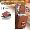 thumbnail image 5 of Wallet Phone Case for Samsung Galaxy S21 Ultra, Crossbody Shoulder Strap Multiple Cards Holder RFID Blocking Shockproof Bumper Ring Holder Kickstand Feature Protective Case for Women Girls, Brown, 5 of 10