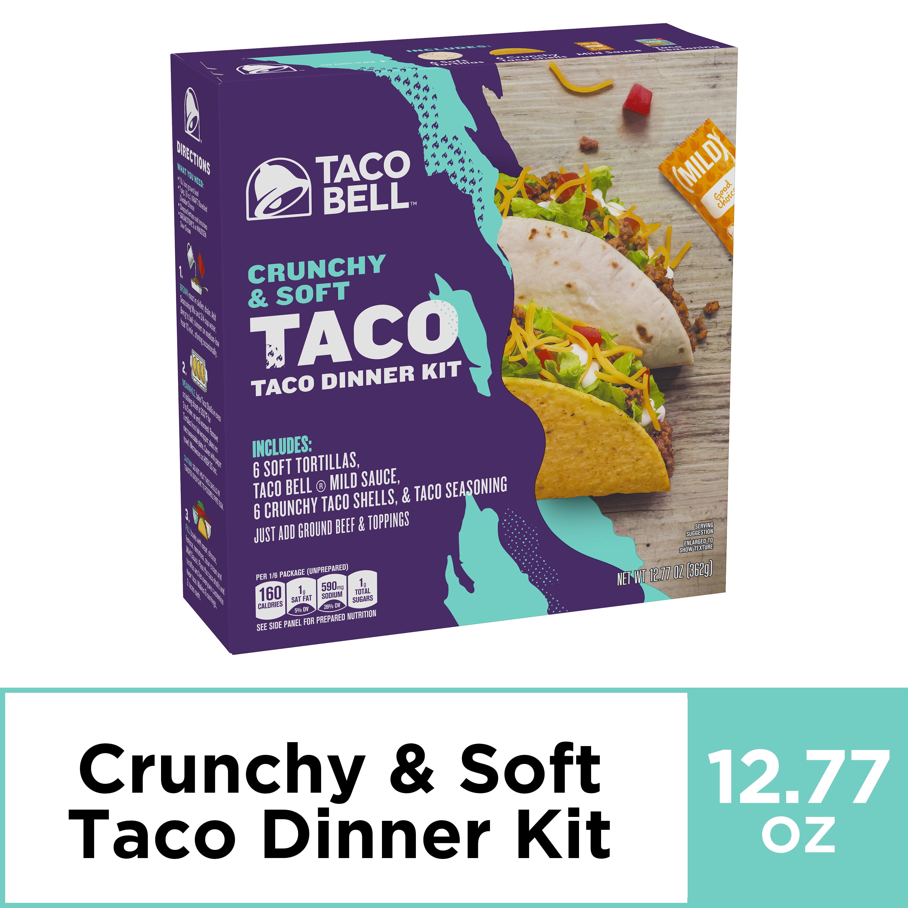 Taco Bell Crunchy & Soft Taco Dinner Kit, 12.77 oz Box ...