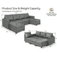 thumbnail image 3 of Faux Leather Modular Sectional Couches for Living Room, Modular Convertible 6 Seat U-Shaped Sofa with Storage & Ottoman, 118 inch Width, Grey, 3 of 9