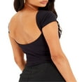thumbnail image 4 of Backless Crop Tops for Women Summer Solid Color Short Sleeve Slim Fit T Shirt Basic Vest 2000s Clothes Clubwear, 4 of 9