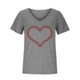 thumbnail image 4 of Summer Saving Wycnly Cute Tops for Women Heart Print V-Neck Short Sleeve T shirts Summer Fashion Graphics Loose Fit Breathable Pullover Blouses Gray XL Clearance Under $5, 4 of 5