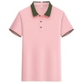 thumbnail image 4 of Womens Pink Color Block Collared Shirt Shirt Slim Fit, Short Sleeve Moisture Wicking Performance Top for Golf & Work Casual, Nylon Spandex,Size XL, 4 of 6