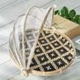 thumbnail image 3 of ROZYARD Rustic Woven Bamboo Food Serving Basket with Mesh Gauze Cover Dustproof Round Picnic Fruit Bread Tent Tray Dustpan, 3 of 9