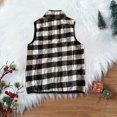thumbnail image 6 of Baby Girl Buffalo Plaid Vest Top Winter Warm Zipper Quilted Cotton Blend Jacket Sleeveless Toddler Boys Fall Clothes, Black, 4-5 Years, 6 of 6