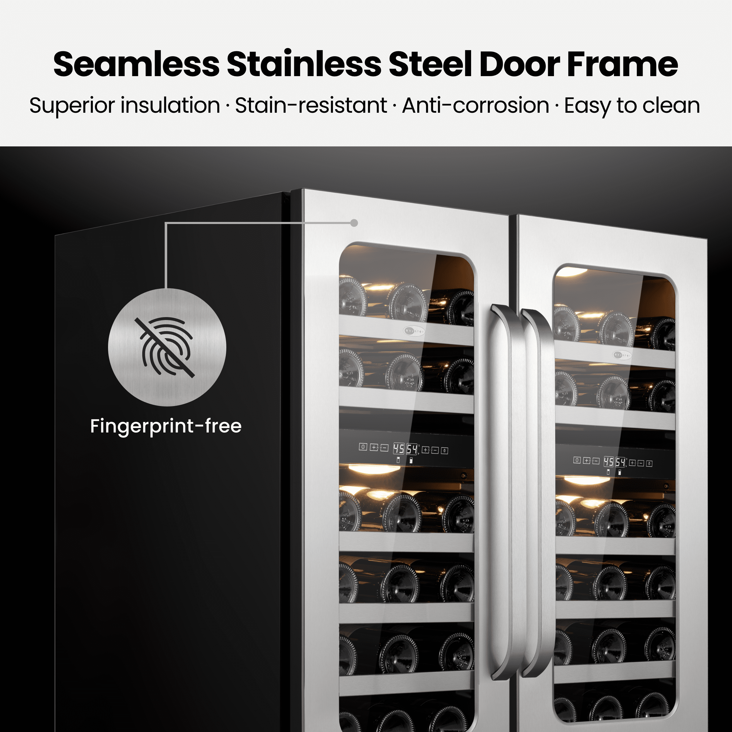 Whynter 30 Inch Dual Zone 58 Bottle Wine Fridge Cooler -Dual Zone 2 Pack Wine Fridge with Glass Door, Small Wine Refrigerator with 3 LED Light Built-in for Home Bar Kitchen