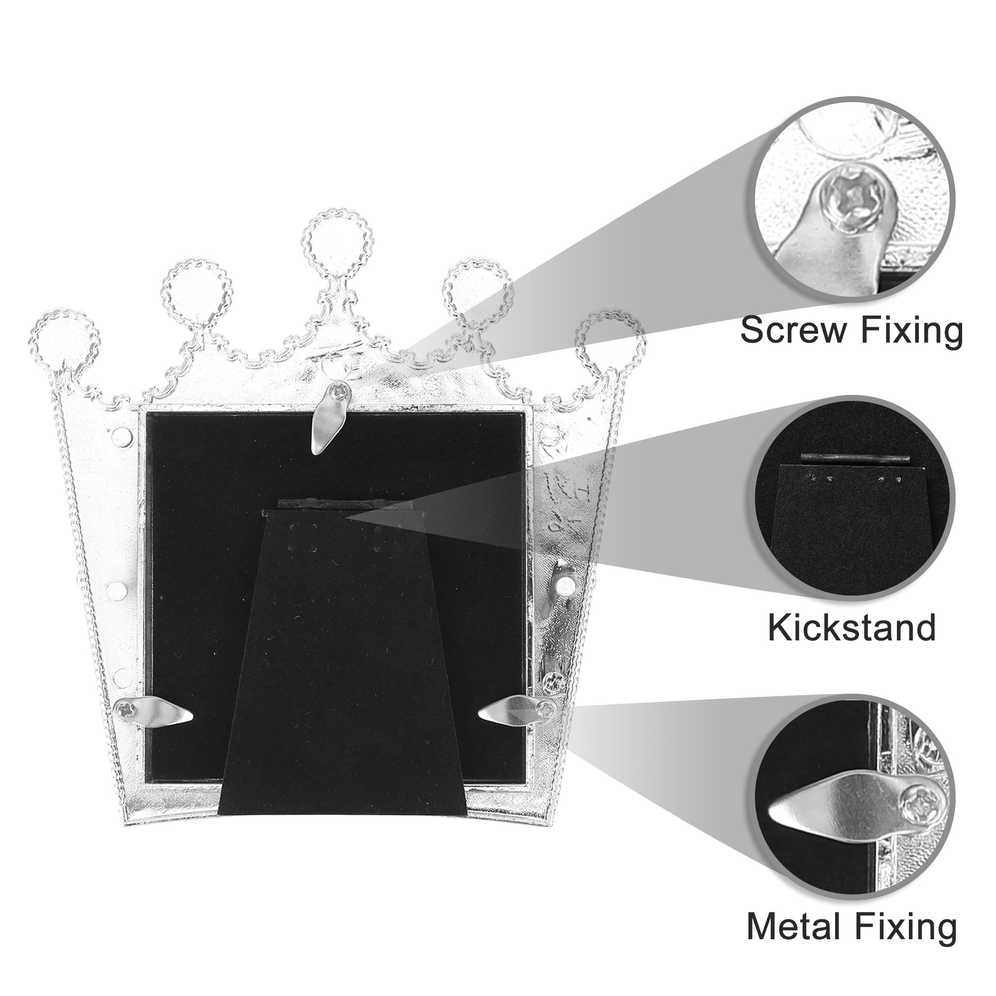 Unique Bargains Pearl Picture Frame Resin Photo Frames Silver 3x3