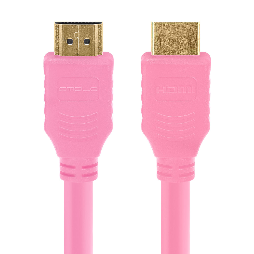 Cmple - Pink HDMI Cable High Speed HDTV Ultra-HD (UHD) 3D, 4K @60Hz, 18Gbps 28AWG HDMI Cord Audio Return - 1.5 Feet - image 3 of 7