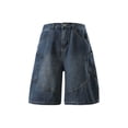 thumbnail image 6 of Ceisia Men's Vintage Denim Look Cargo Shorts Straight Leg Solid Color Zipper Fly Multi-Pocket Summer Casual Bottoms Gifts for Father, 6 of 6