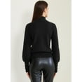 thumbnail image 4 of DARING DIVA Ribbed Long Sleeve Turtleneck Stretch Knit Sweater Top S Black, 4 of 6