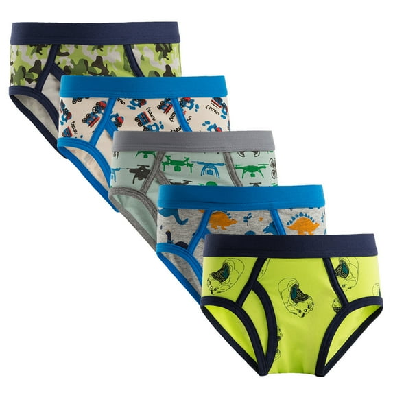 YAZI Little Boys Sharks Briefs Toddler Kids Truck Cars Underwear Soft Cotton Airplane Undies(Pack of 5)