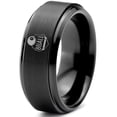 thumbnail image 1 of Tungsten 8-ball ring Band Ring 8mm Men Women Comfort Fit Black Step Bevel Edge Brushed Polished, 1 of 4