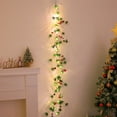 thumbnail image 5 of JWshufel Christmas Lights Christmas Garland Festive Rattan String Pinecone Leaf Red Fruit Long Strip Decorative Light Home Party Mantel Wall Holiday Cozy Atmosphere Gifts 78.7in Green, 5 of 5