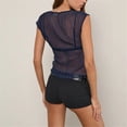 thumbnail image 7 of Endives Mesh Short Sleeve Tops for Women Lace Tops Slim Fit Crop Tops Shirt See Through Going Out Top Club Wear Night Wear T Shirts for Women M, 7 of 7