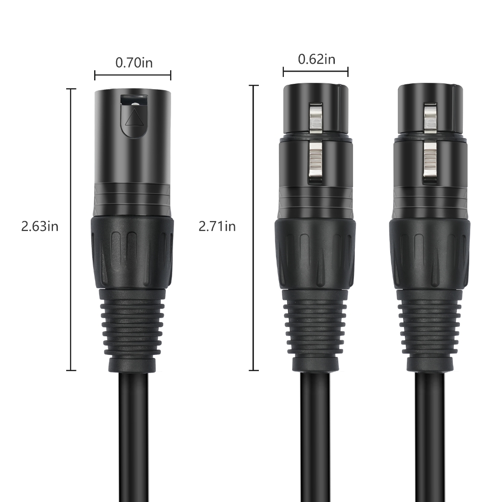 3Pin Male to Double 3Pin Female Music Signal Patches Adapters Cable for Speakers Amplifiers Sound Consoles Guitar