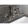 thumbnail image 2 of Kingston Brass KS1266AL Heritage Double-Handle Wall-Mount Bridge Kitchen Faucet, Polished Nickel, 2 of 7