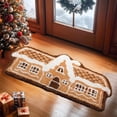 thumbnail image 2 of Christmas Rug, Gingerbread House Shaped Area Rug with Embroidered Colored Lights, Non-Slip Soft Microfiber Door Mat Plush Christmas Rug for Living Room Bedroom, Coffee, 23*35IN(L), 2 of 7