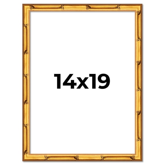14x19 Frame Gold Bamboo Solid Wood Picture Frame | 0.75 Inch Moulding Width | Interior Frame Depth