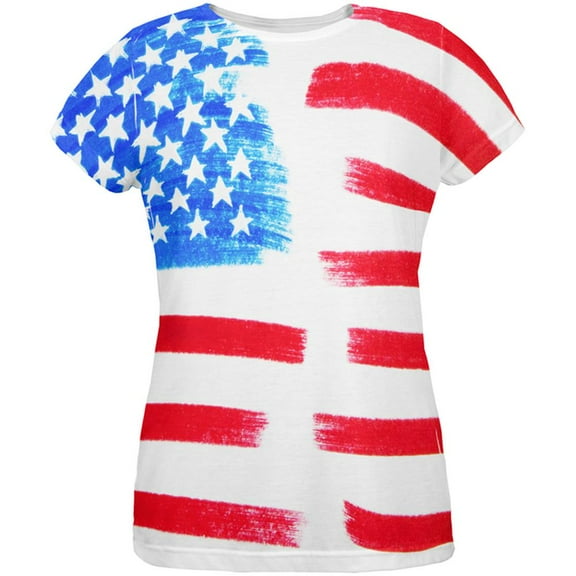 4th of July Color Me American All Over Womens T Shirt Multi SM