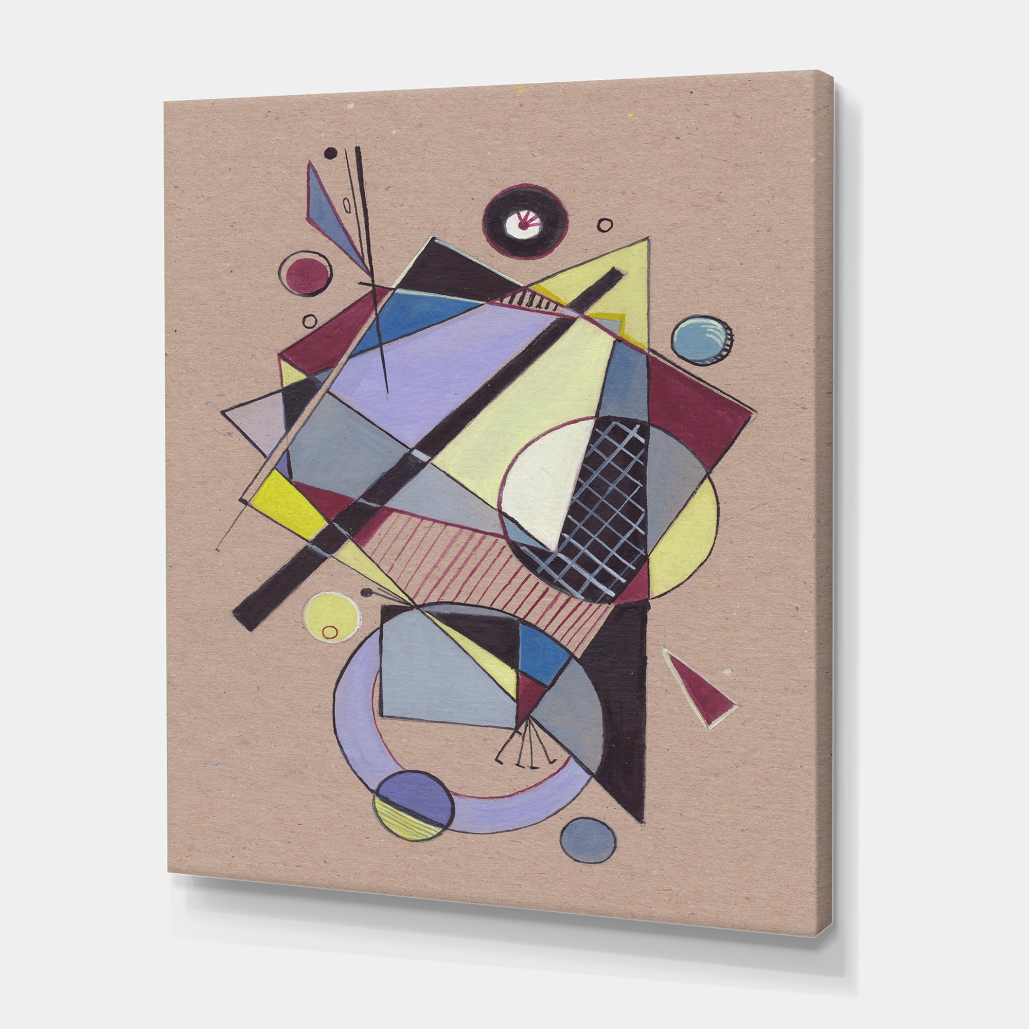 Designart ' Abstract Compositions Of Colored Geometric IV ' Modern Canvas Wall Art Print